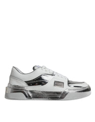 Dolce & Gabbana White Silver Leather Low Top Sneakers Shoes -   -  Dolce & Gabbana.