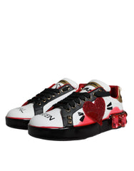 Dolce & Gabbana White Red Crystals Leather Portofino Sneakers Shoes -   -  Dolce & Gabbana.