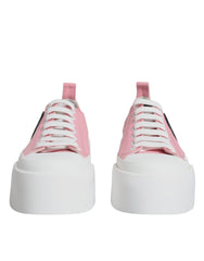 Dolce & Gabbana Pink White Canvas Logo Low Top Sneakers Shoes -   -  Dolce & Gabbana.