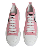 Dolce & Gabbana Pink White Canvas Logo Low Top Sneakers Shoes -   -  Dolce & Gabbana.