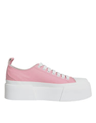 Dolce & Gabbana Pink White Canvas Logo Low Top Sneakers Shoes -   -  Dolce & Gabbana.