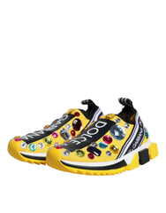 Dolce & Gabbana Yellow Sorrento Crystals Low Top Sneakers Shoes -   -  Dolce & Gabbana.