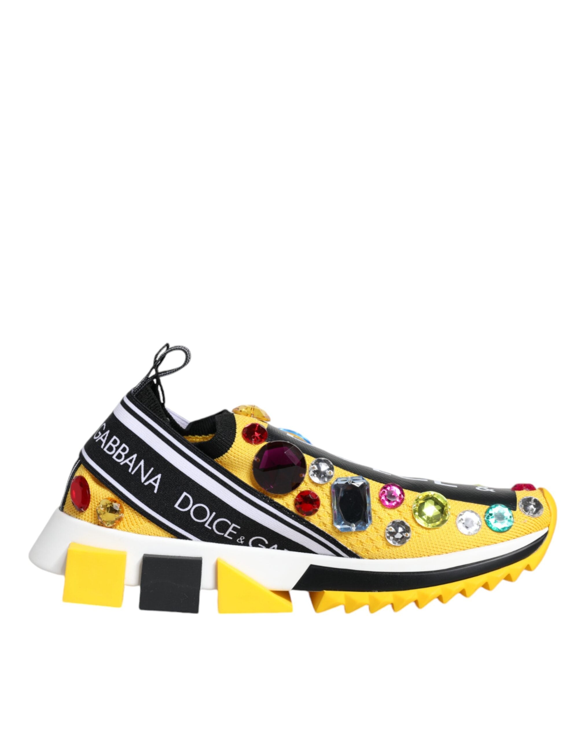 Dolce & Gabbana Yellow Sorrento Crystals Low Top Sneakers Shoes -   -  Dolce & Gabbana.