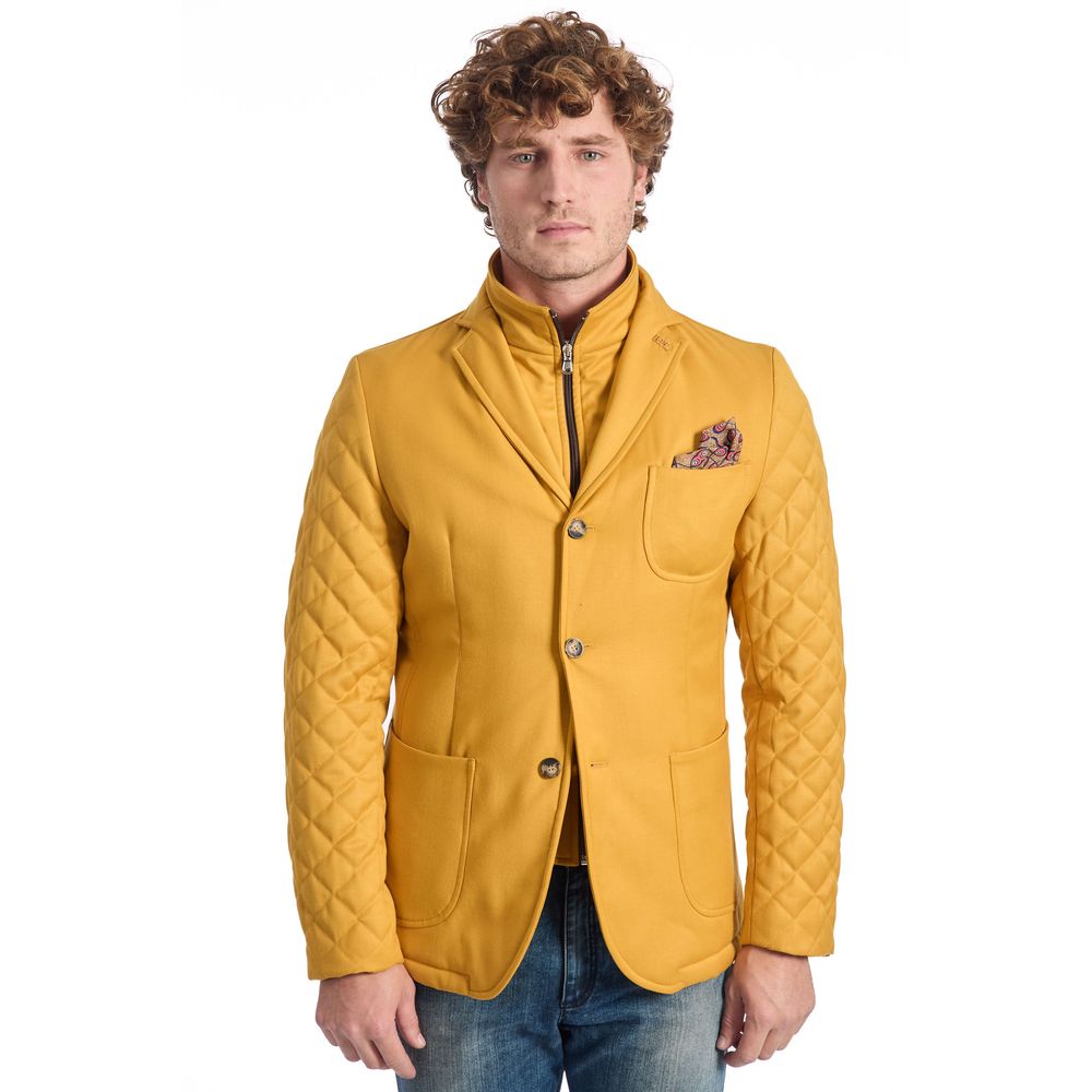 Roberto Pepe Luxury Yellow Wool Men Jacket -   -  Roberto Pepe Luxury.