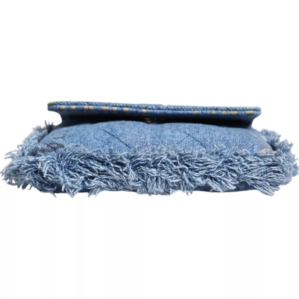 Chanel Denim Mood Flap Micro Logo Printed Fringed Shoulder Bag -  Luxury Shoulder Bag for Women -  Chanel. Chanel Denim Mood Flap Micro Logo Printed Fringed Shoulder Bag -  Luxury Shoulder Bag for Women -  Chanel.