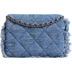 Chanel Denim Mood Flap Micro Logo Printed Fringed Shoulder Bag -  Luxury Shoulder Bag for Women -  Chanel.