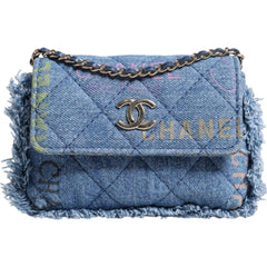 Chanel Denim Mood Flap Micro Logo Printed Fringed Shoulder Bag -  Luxury Shoulder Bag for Women -  Chanel.