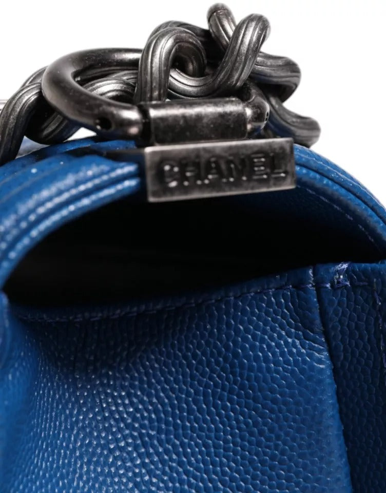 Chanel Blue Lambskin Double Chain Leather Medium Shoulder Bag -  Luxury Shoulder Bag for Women -  Chanel. Chanel Blue Lambskin Double Chain Leather Medium Shoulder Bag -  Luxury Shoulder Bag for Women -  Chanel.