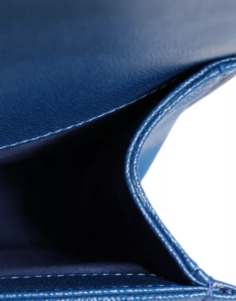 Chanel Blue Lambskin Double Chain Leather Medium Shoulder Bag -  Luxury Shoulder Bag for Women -  Chanel. Chanel Blue Lambskin Double Chain Leather Medium Shoulder Bag -  Luxury Shoulder Bag for Women -  Chanel.