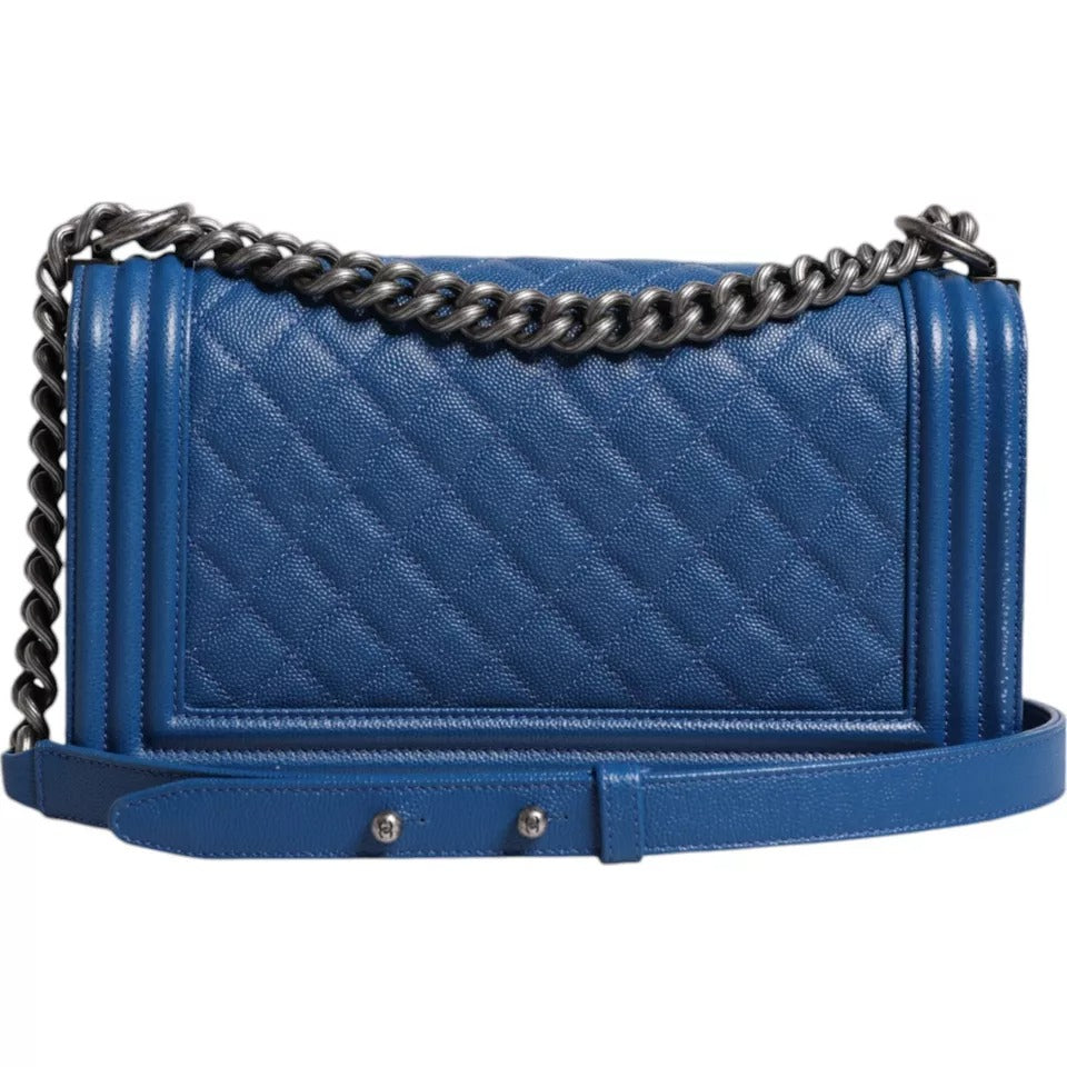 Chanel Blue Lambskin Double Chain Leather Medium Shoulder Bag -  Luxury Shoulder Bag for Women -  Chanel. Chanel Blue Lambskin Double Chain Leather Medium Shoulder Bag -  Luxury Shoulder Bag for Women -  Chanel.