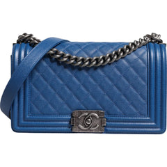 Chanel Blue Lambskin Double Chain Leather Medium Shoulder Bag -  Luxury Shoulder Bag for Women -  Chanel.