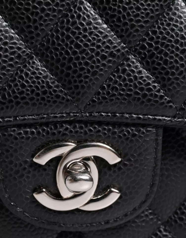 Chanel Black Caviar Medium Classic Double Flap Shoulder Quilted Silver Bag -  Luxury Shoulder Bag for Women -  Chanel. Chanel Black Caviar Medium Classic Double Flap Shoulder Quilted Silver Bag -  Luxury Shoulder Bag for Women -  Chanel.