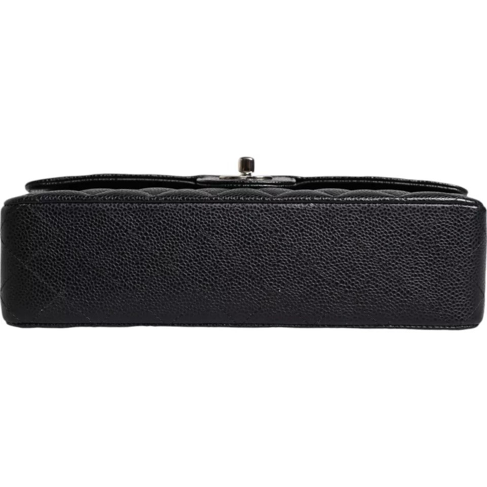 Chanel Black Caviar Medium Classic Double Flap Shoulder Quilted Silver Bag -  Luxury Shoulder Bag for Women -  Chanel. Chanel Black Caviar Medium Classic Double Flap Shoulder Quilted Silver Bag -  Luxury Shoulder Bag for Women -  Chanel.