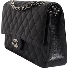 Chanel Black Caviar Medium Classic Double Flap Shoulder Quilted Silver Bag -  Luxury Shoulder Bag for Women -  Chanel.