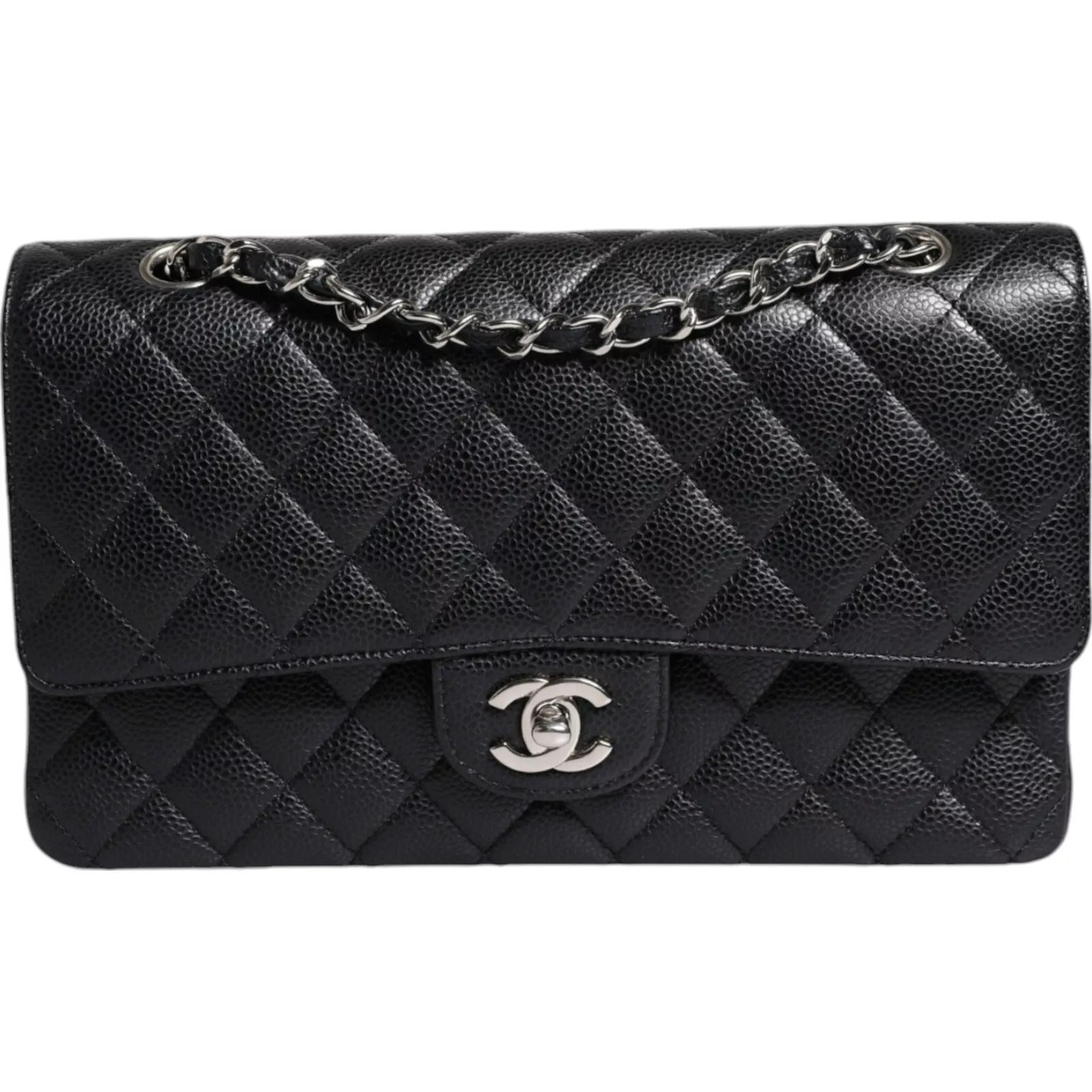Chanel Black Caviar Medium Classic Double Flap Shoulder Quilted Silver Bag -  Luxury Shoulder Bag for Women -  Chanel.