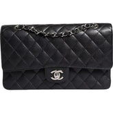 Chanel Black Caviar Medium Classic Double Flap Shoulder Quilted Silver Bag -  Luxury Shoulder Bag for Women -  Chanel.