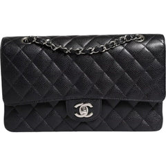 Chanel Black Caviar Medium Classic Double Flap Shoulder Quilted Silver Bag -  Luxury Shoulder Bag for Women -  Chanel.