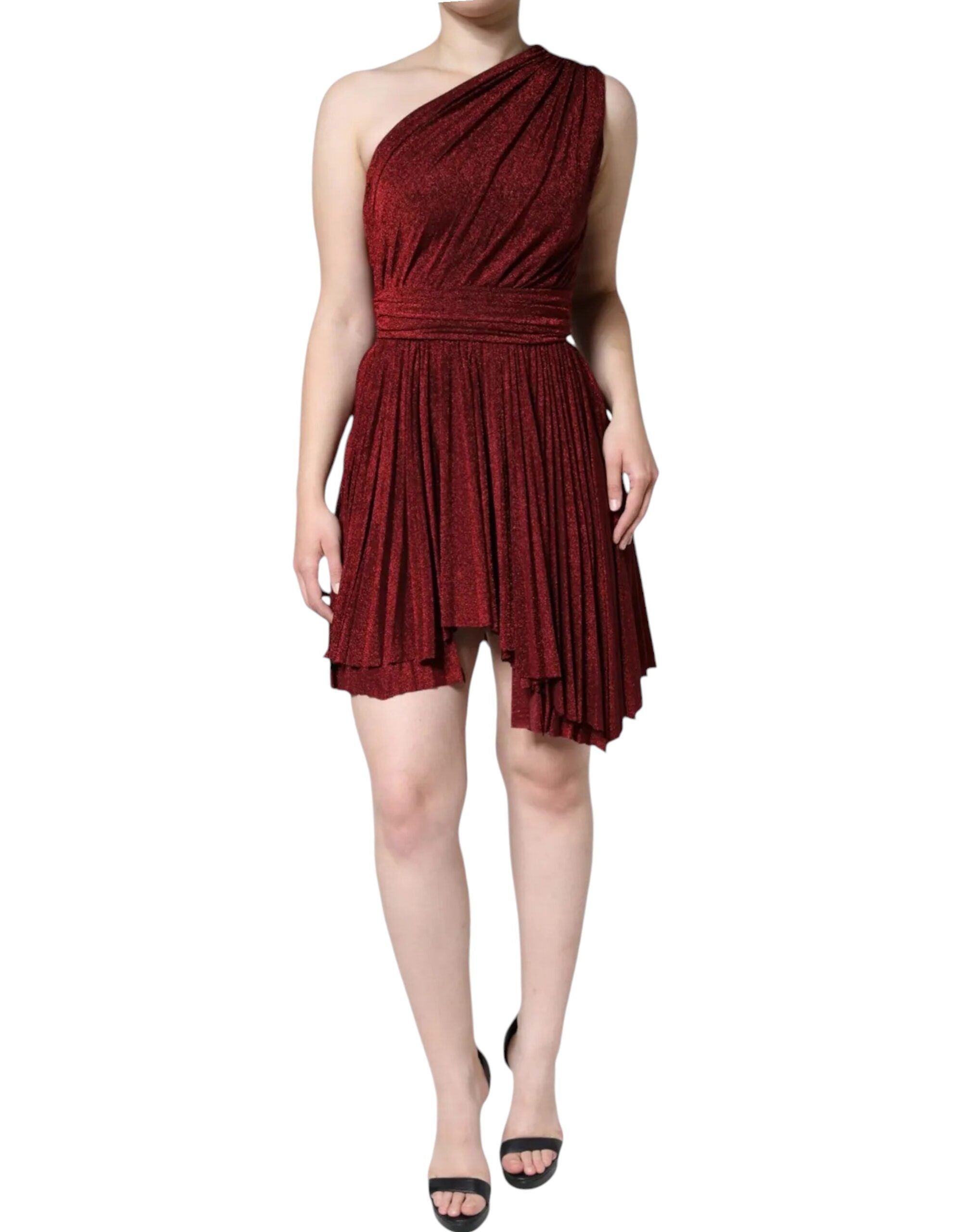 Dolce & Gabbana Red One Shoulder Pleated A-line Mini Dress -   -  Dolce & Gabbana. Dolce & Gabbana Red One Shoulder Pleated A-line Mini Dress -   -  Dolce & Gabbana.
