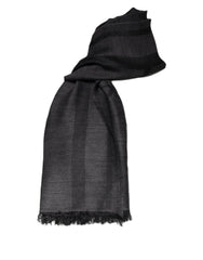 GF Ferre Dark Gray Wool Viscose Foulard Patterned Scarf -   -  GF Ferre.