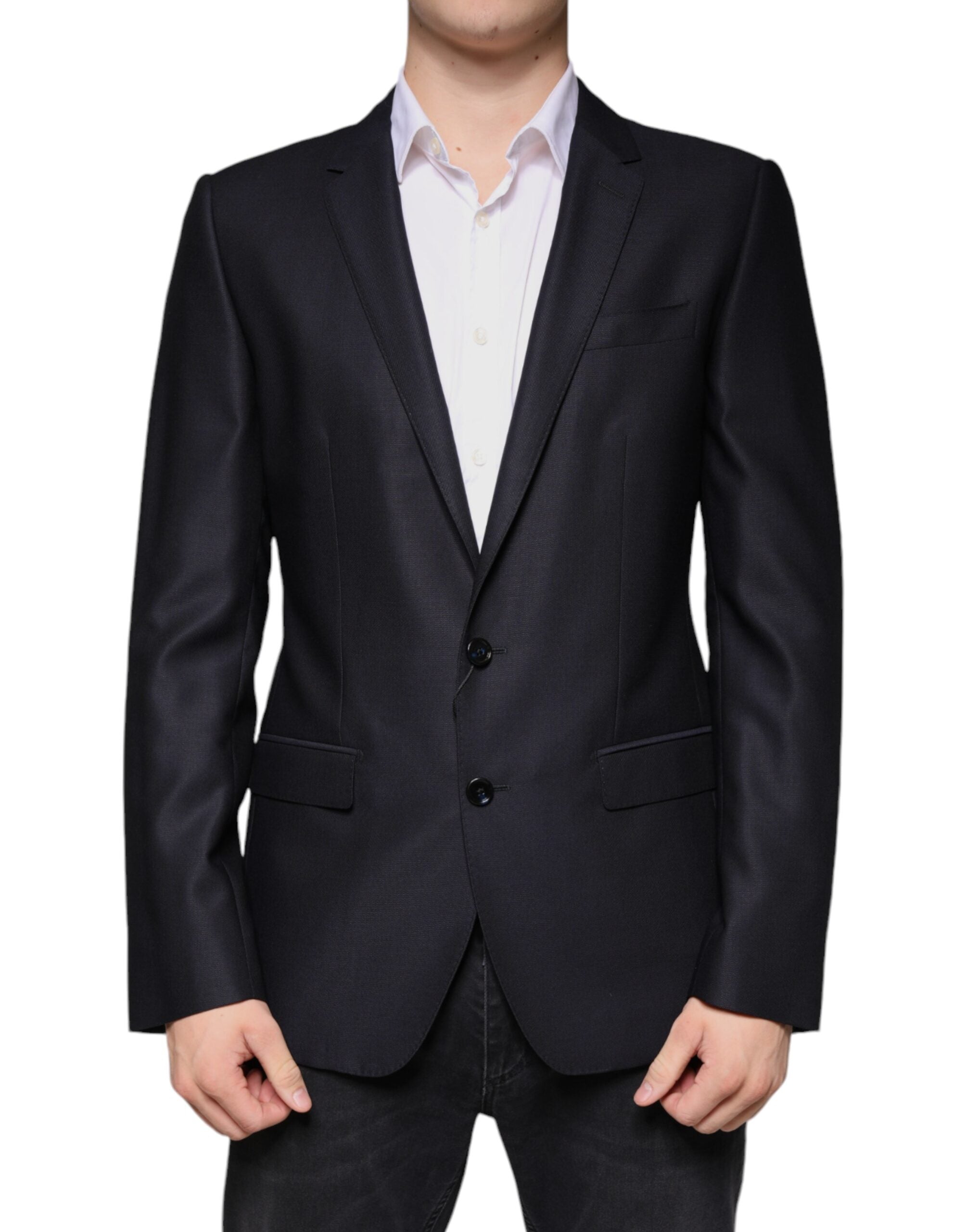 Dolce & Gabbana Dark Blue Wool Single Breasted Dress Coat Blazer -   -  Dolce & Gabbana. Dolce & Gabbana Dark Blue Wool Single Breasted Dress Coat Blazer -   -  Dolce & Gabbana.