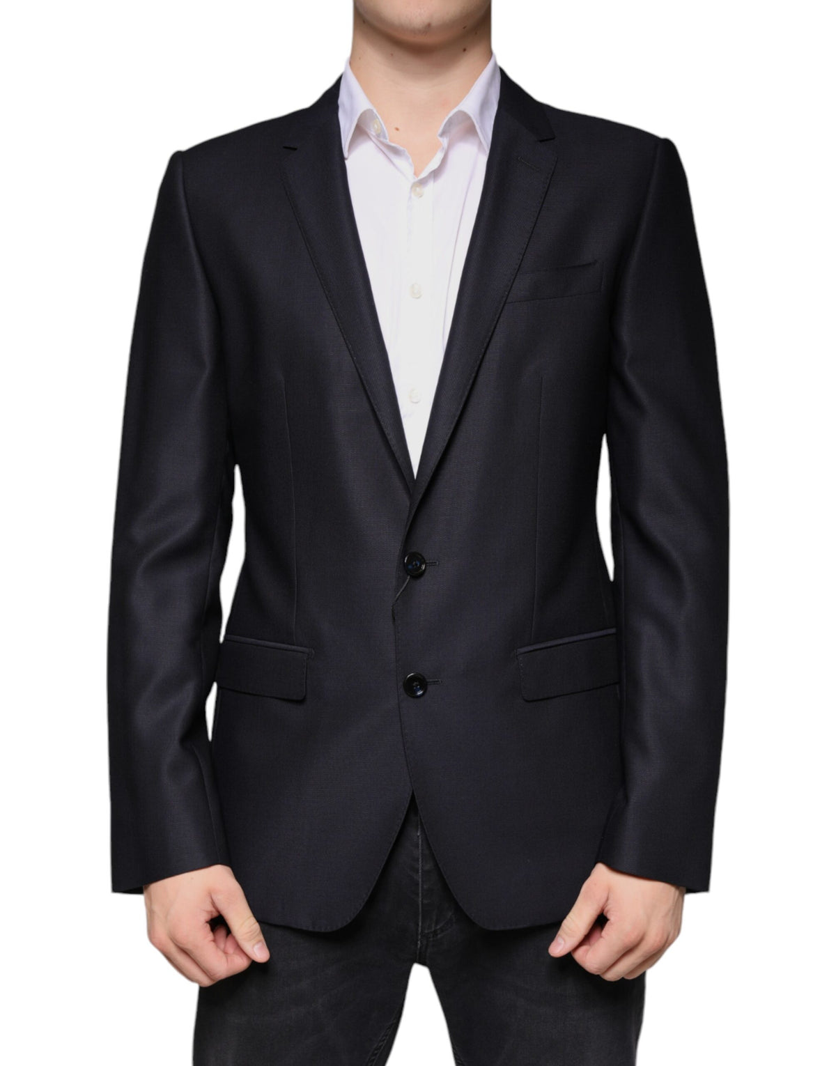 Dolce & Gabbana Dark Blue Wool Single Breasted Dress Coat Blazer -   -  Dolce & Gabbana.