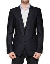 Dolce & Gabbana Dark Blue Wool Single Breasted Dress Coat Blazer -   -  Dolce & Gabbana.