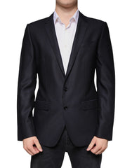 Dolce & Gabbana Dark Blue Wool Single Breasted Dress Coat Blazer -   -  Dolce & Gabbana.