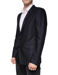 Dolce & Gabbana Dark Blue Wool Single Breasted Dress Coat Blazer -   -  Dolce & Gabbana.