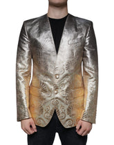 Dolce & Gabbana Gold Jacquard Single Breasted Dress Blazer -   -  Dolce & Gabbana.