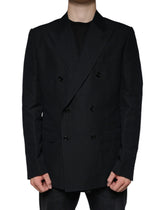 Dolce & Gabbana Black Linen Double Breasted Dress Blazer -   -  Dolce & Gabbana.