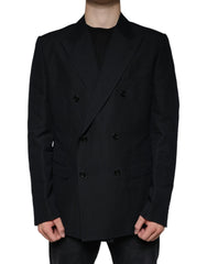 Dolce & Gabbana Black Linen Double Breasted Dress Blazer -   -  Dolce & Gabbana.