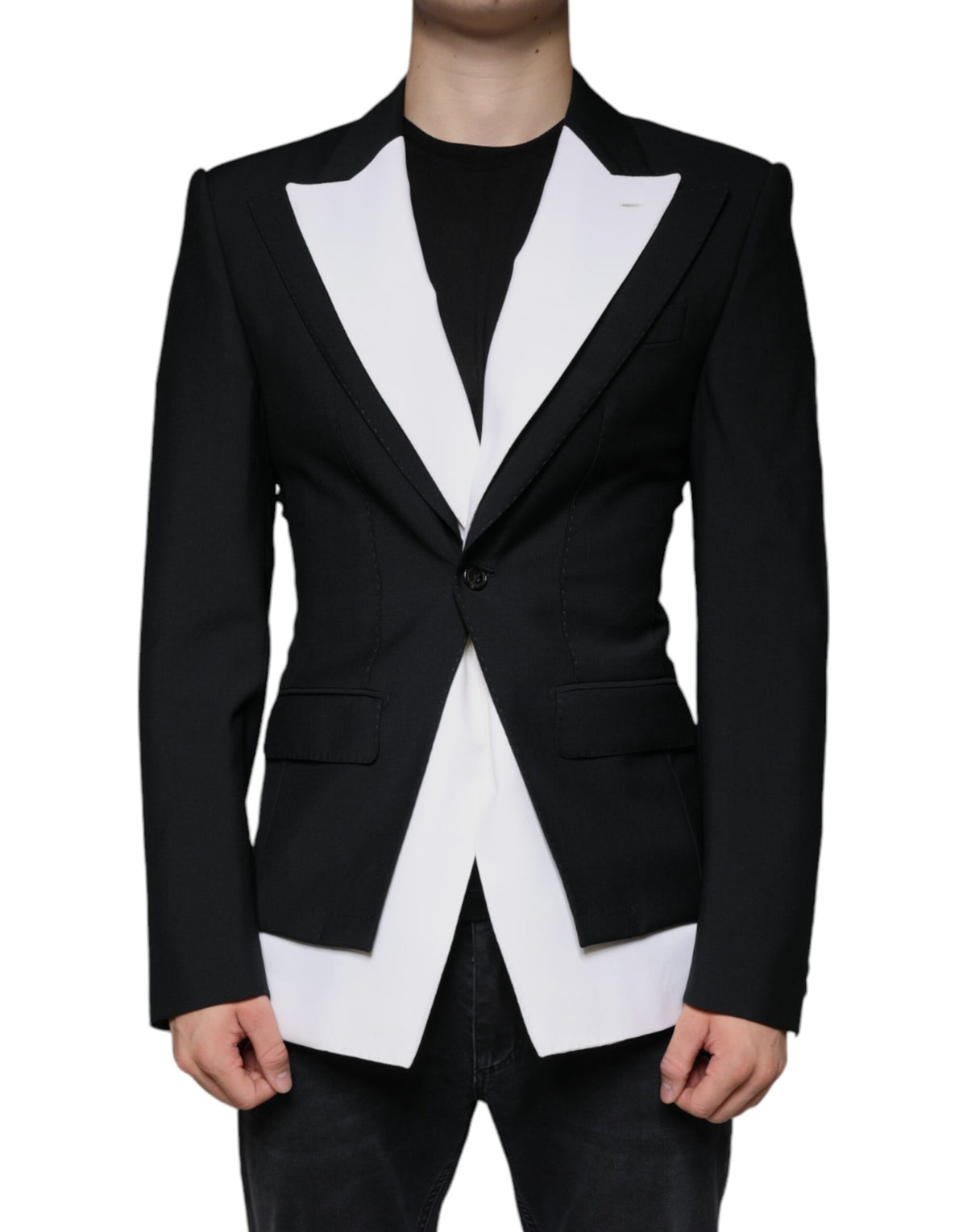 Dolce & Gabbana Black White Single Breasted Dress Blazer -   -  Dolce & Gabbana.