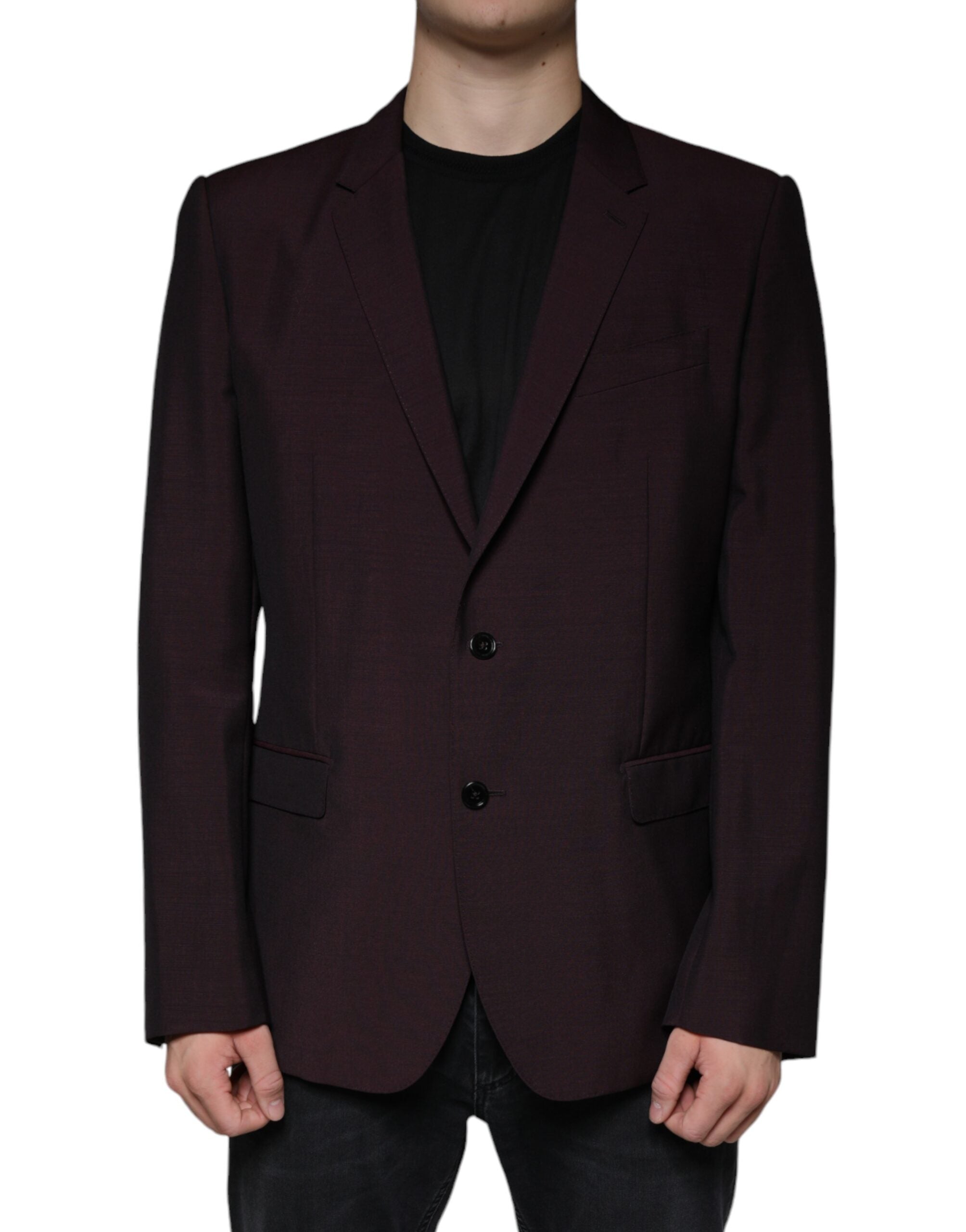 Dolce & Gabbana Bordeaux Wool Single Breasted Dress Blazer -   -  Dolce & Gabbana.