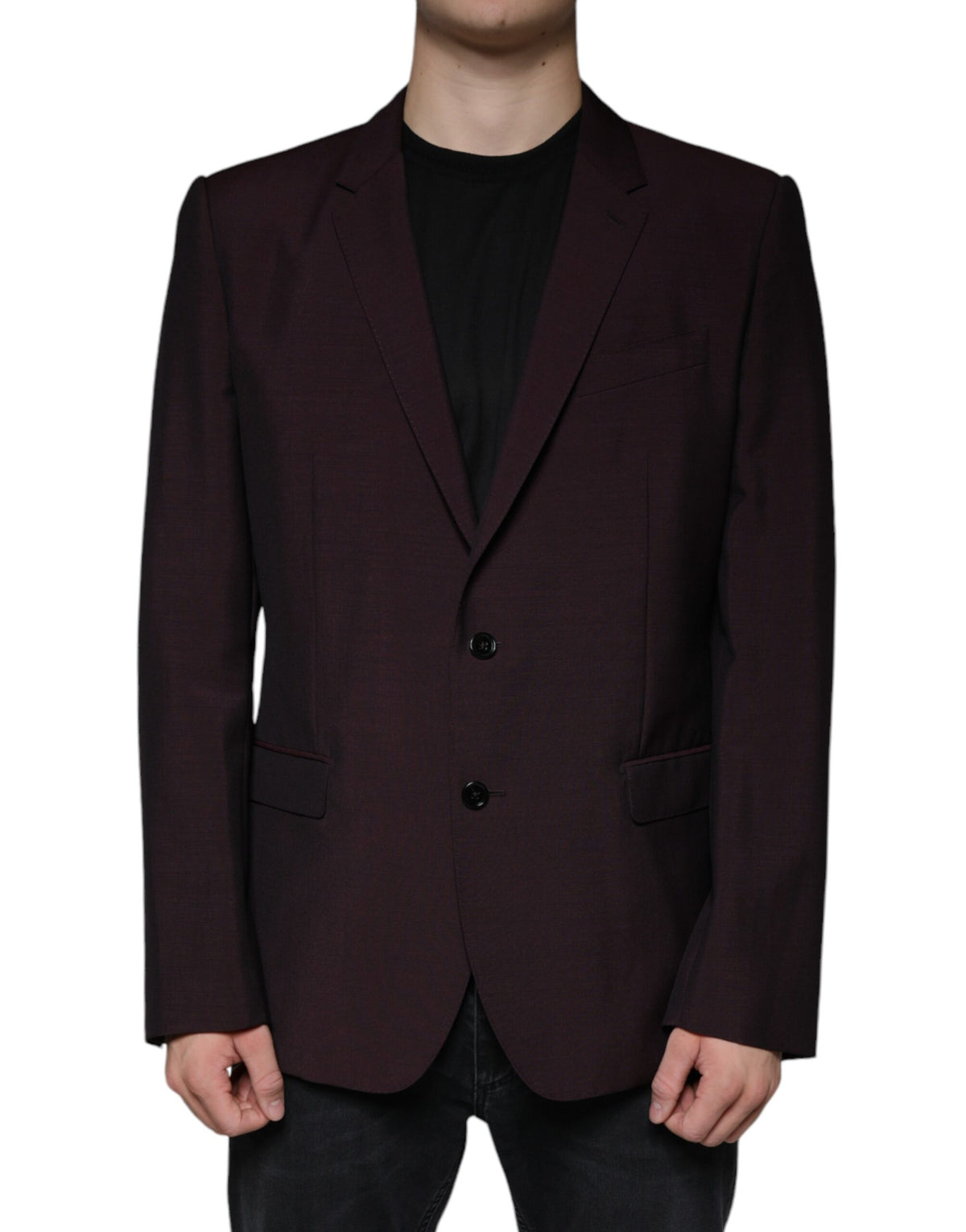 Dolce & Gabbana Bordeaux Wool Single Breasted Dress Blazer -   -  Dolce & Gabbana.