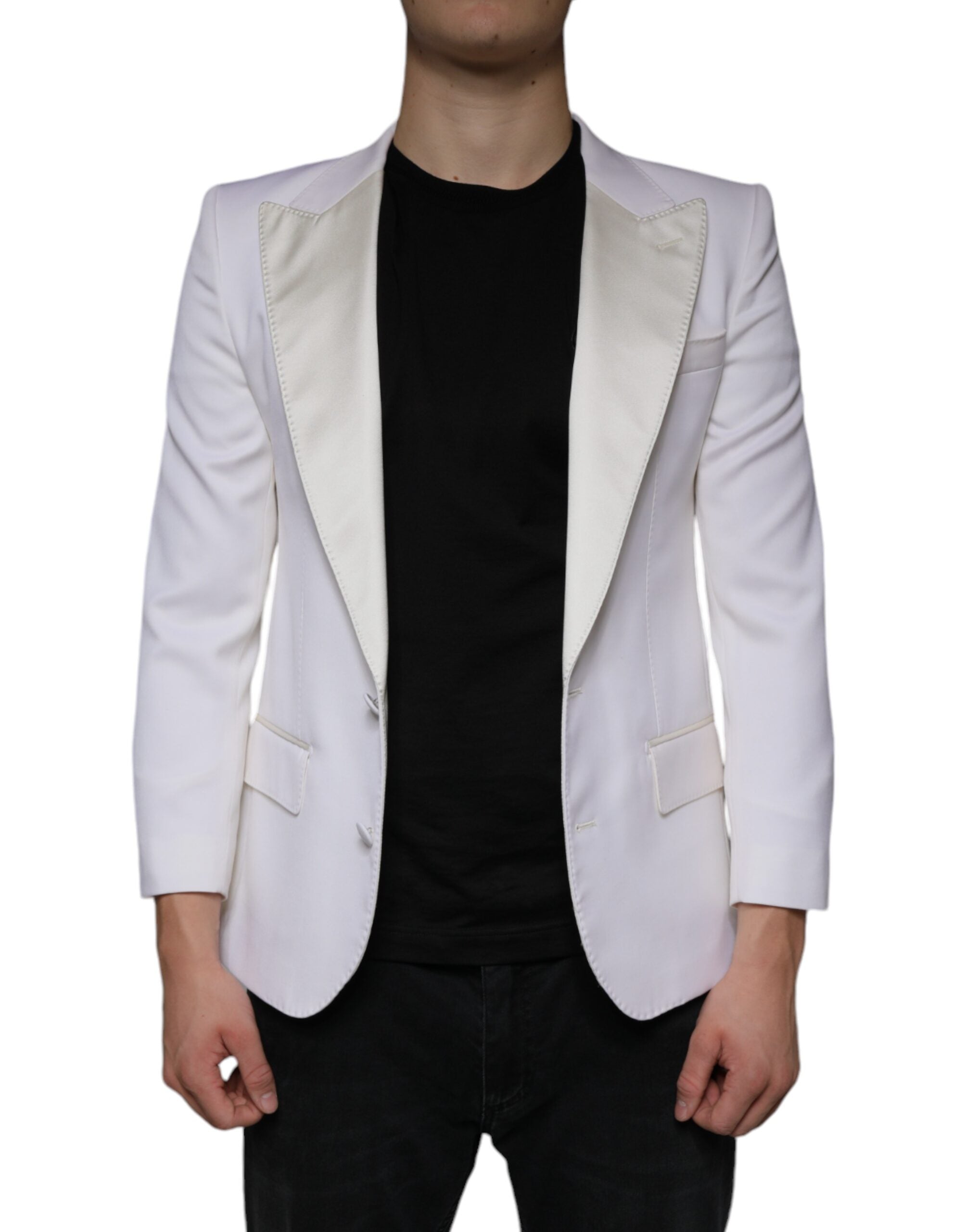Dolce & Gabbana Off White Wool Single Breasted Dress Blazer -   -  Dolce & Gabbana.