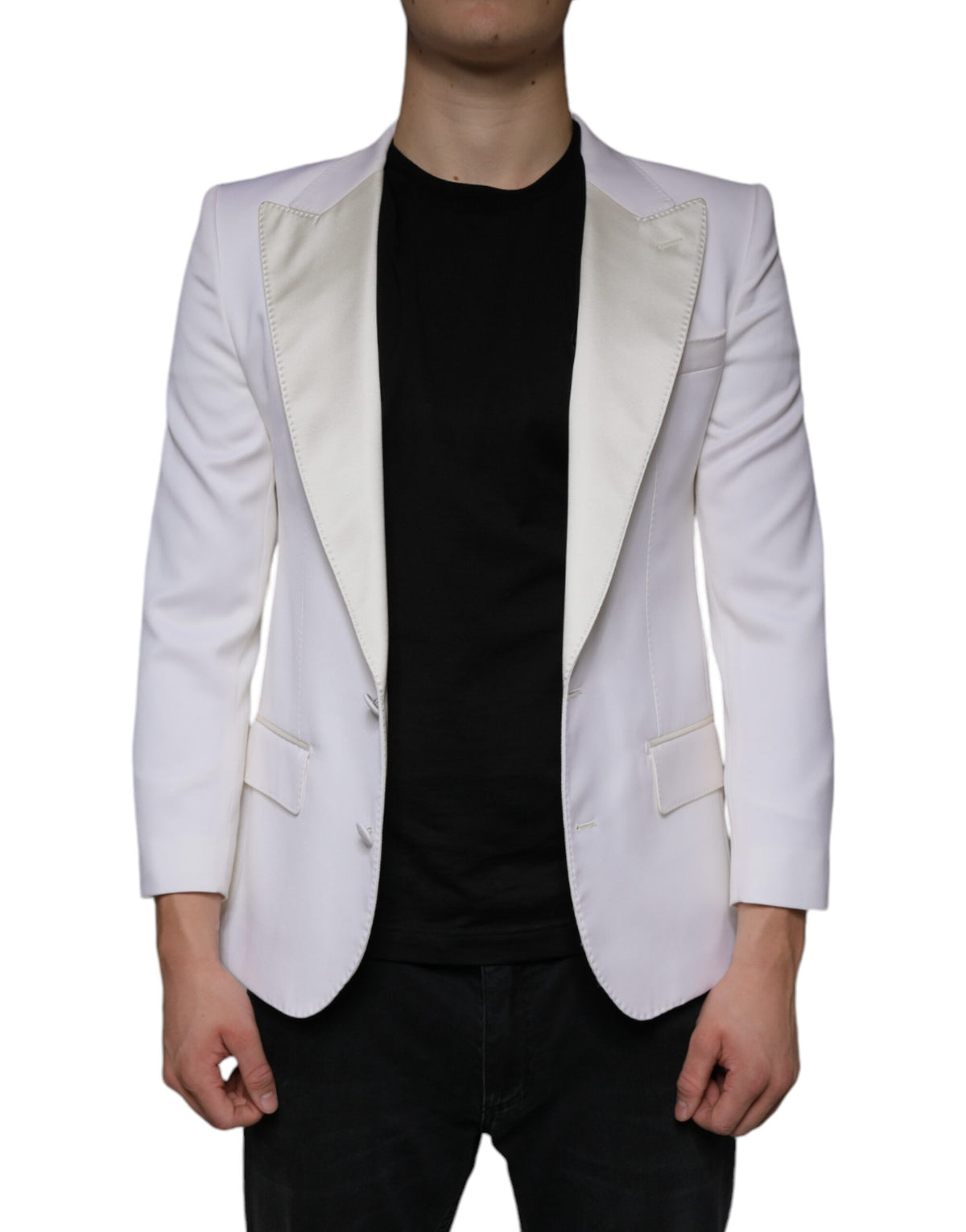 Dolce & Gabbana Off White Wool Single Breasted Dress Blazer -   -  Dolce & Gabbana.