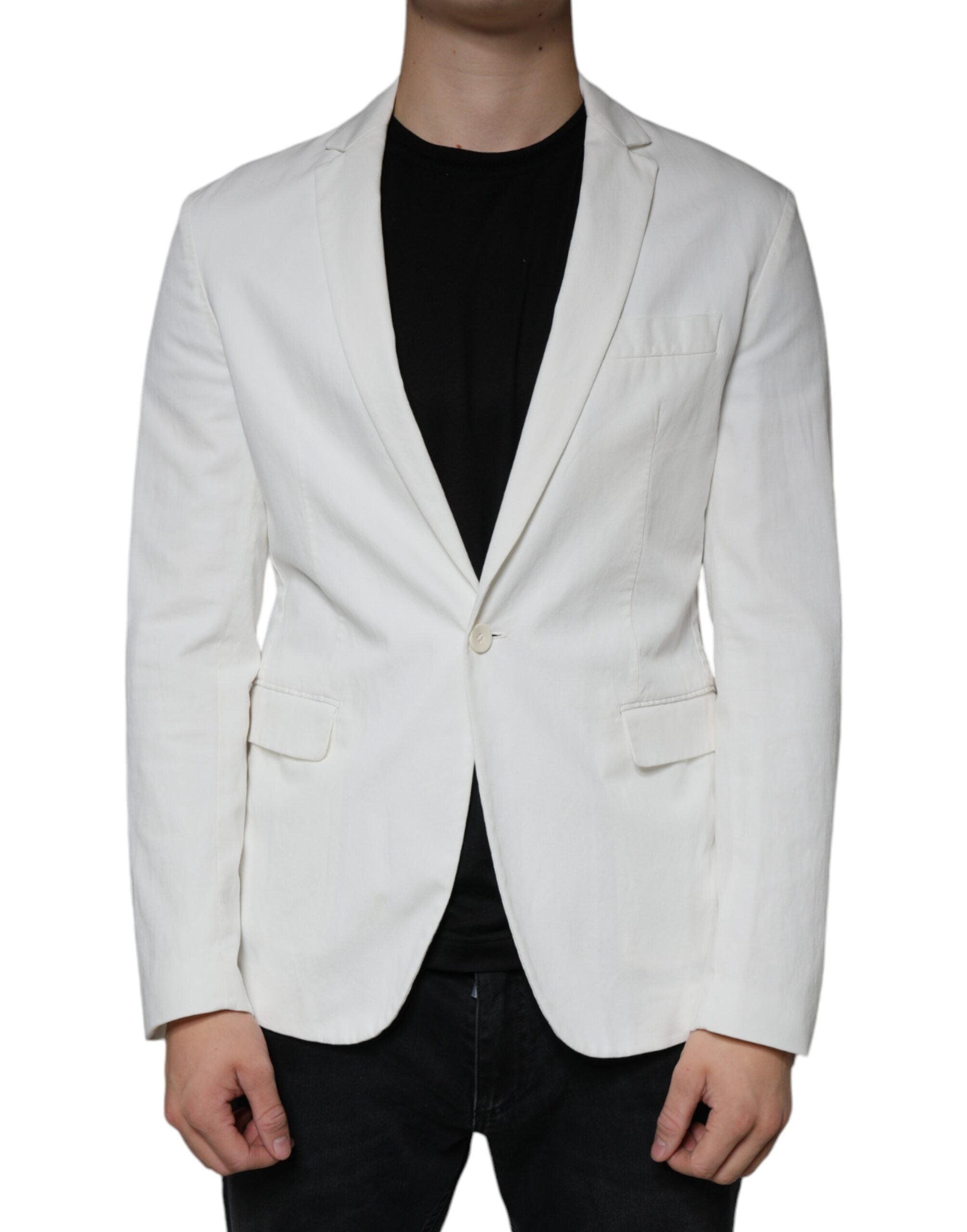 Dondup White Single Breasted One Button Dress Formal Blazer -   -  Dondup.