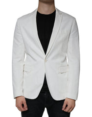 Dondup White Single Breasted One Button Dress Formal Blazer -   -  Dondup.