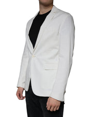 Dondup White Single Breasted One Button Dress Formal Blazer -   -  Dondup.