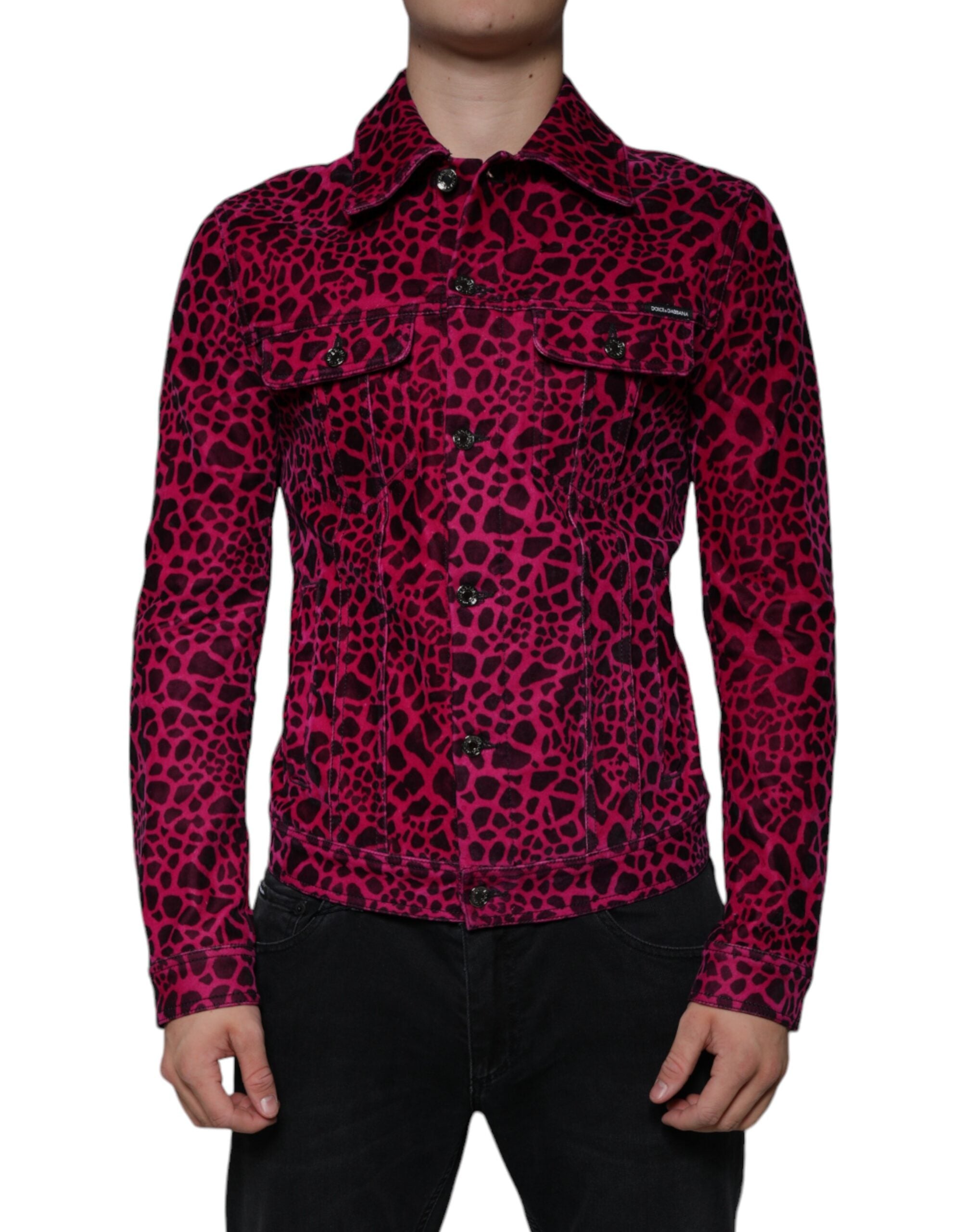 Dolce & Gabbana Fuchsia Leopard Button Down Collared Jacket - - Dolce & Gabbana.