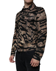 Dolce & Gabbana Brown Tiger Button Down Collared Jacket - - Dolce & Gabbana.
