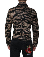 Dolce & Gabbana Brown Tiger Button Down Collared Jacket - - Dolce & Gabbana.