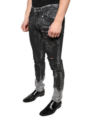 Dolce & Gabbana Black Embellished Cotton Skinny Denim Jeans - - Dolce & Gabbana.