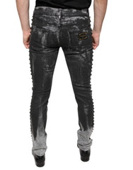 Dolce & Gabbana Black Embellished Cotton Skinny Denim Jeans - - Dolce & Gabbana.