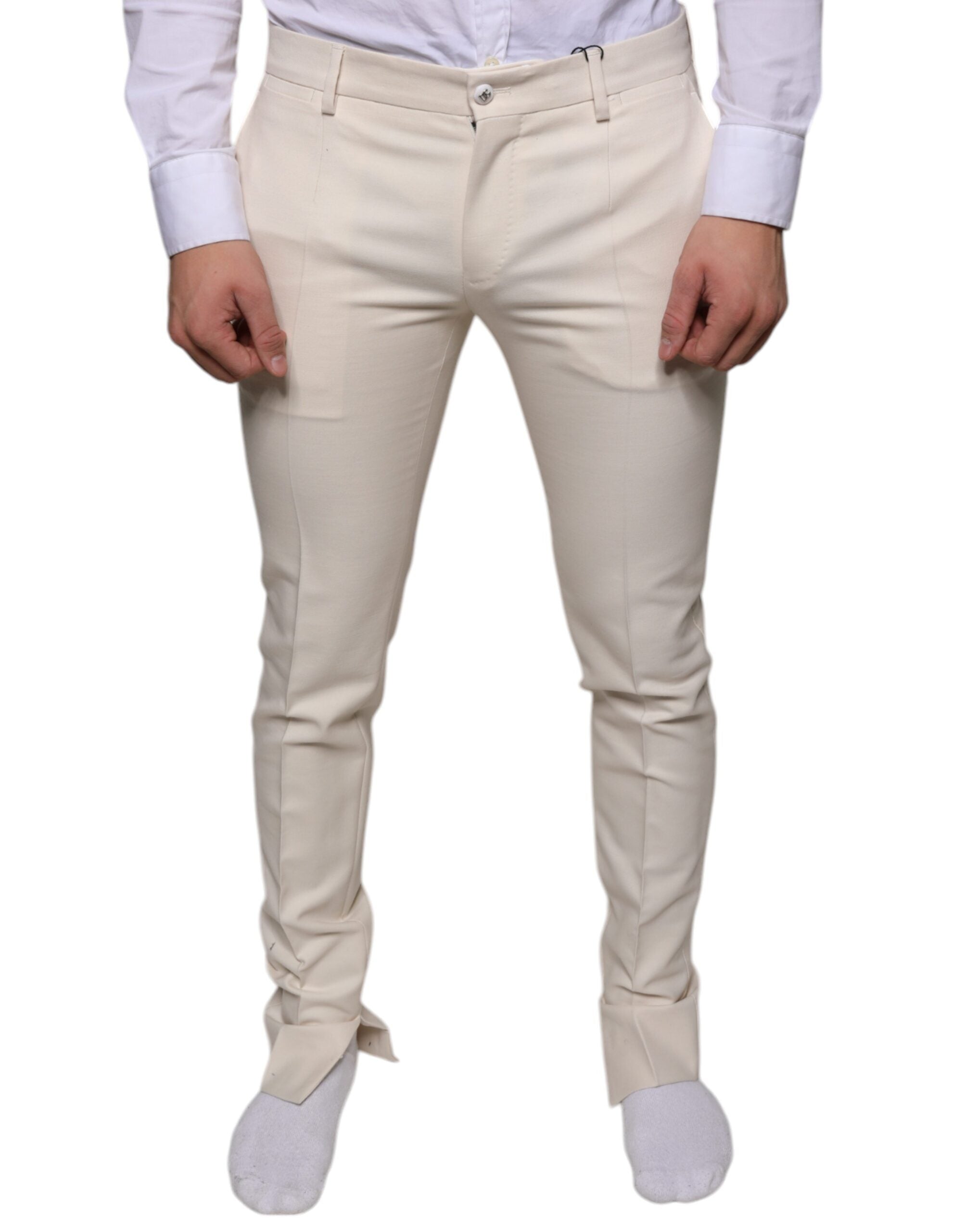 Dolce & Gabbana Off White Chino Wool Skinny Pants - - Dolce & Gabbana.