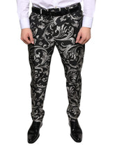 Dolce & Gabbana Black Jacquard Skinny Dress Pants -   -  Dolce & Gabbana.