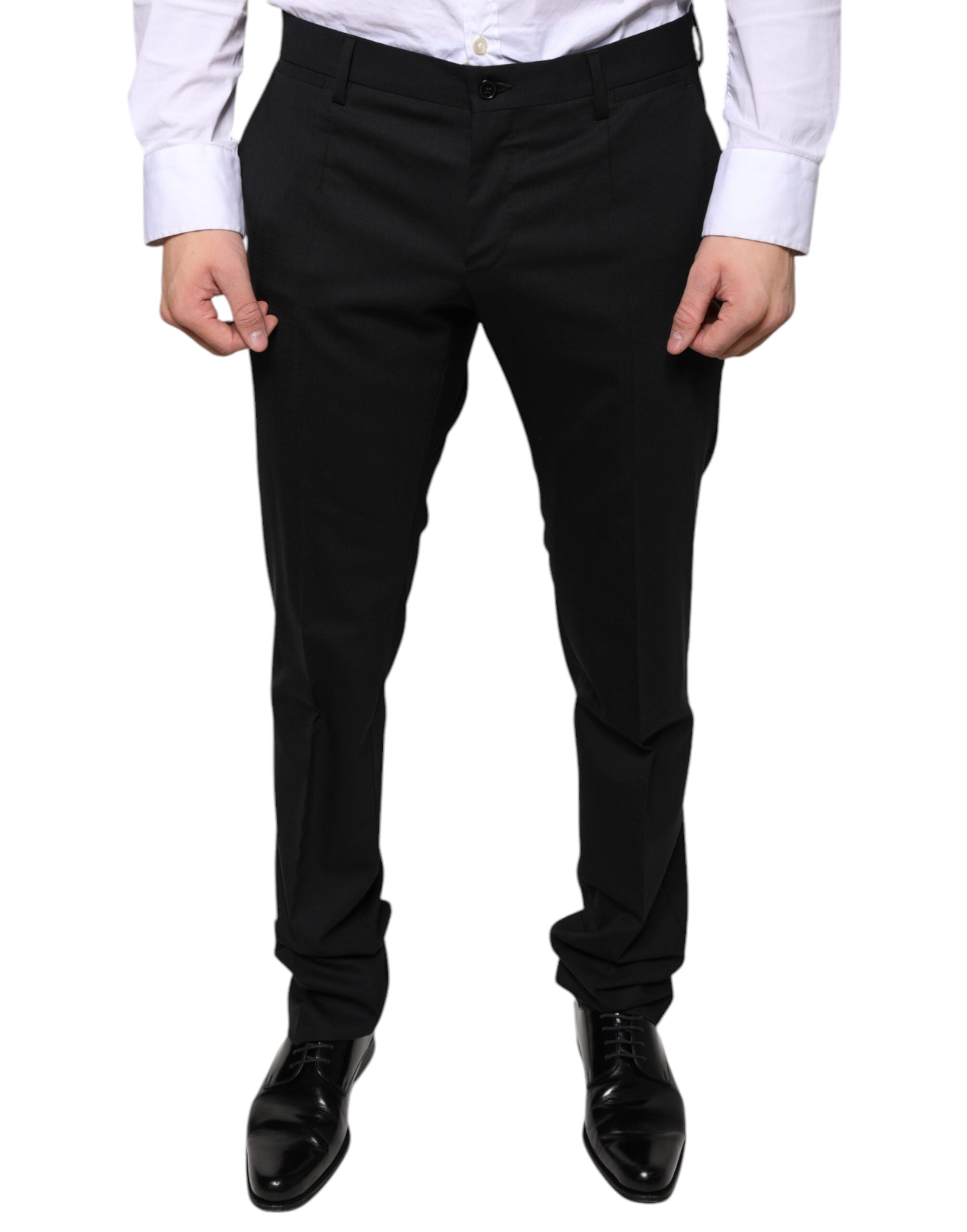 Dolce & Gabbana Black Wool Skinny Dress Formal Pants - - Dolce & Gabbana.