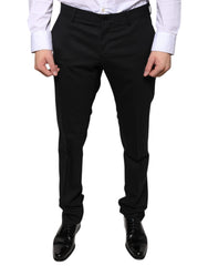 Dolce & Gabbana Black Wool Skinny Dress Formal Pants - - Dolce & Gabbana.