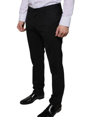 Dolce & Gabbana Black Wool Skinny Dress Formal Pants - - Dolce & Gabbana.
