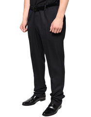 Dolce & Gabbana Black Wool Skinny Dress Formal Pants - - Dolce & Gabbana.
